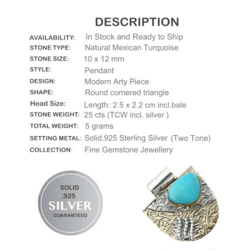 Natural Sleeping Beauty Turquoise and Australian Gaspeite Solid .925 Sterling Silver Pendant