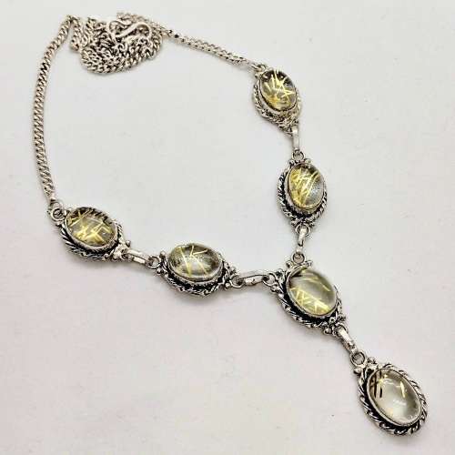 Faceted Citrine and Golden Rutile Quartz set in .925 Sterling Silver Plated Handmade Earrings