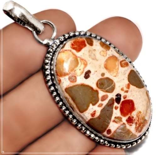Exquisite Asteroid Poppy Jasper .925 Sterling Silver Pendant