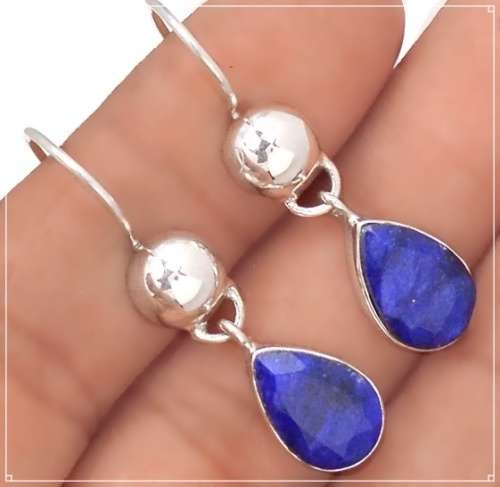 Natural Indian Sapphire Quartz Gemstone Solid .925 Sterling Silver Dainty Earrings