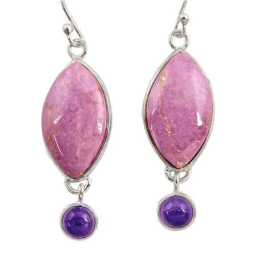 16.44 cts Natural Purple Phosphosiderite ( Hope Stone) Amethyst Solid .925 Sterling Silver Earrings