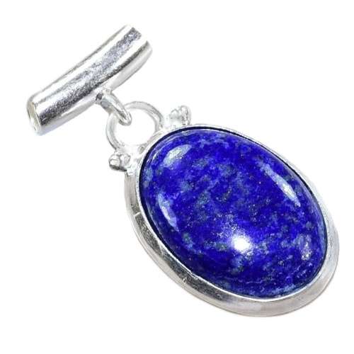 Natural Lapis Lazuli Oval Gemstone set in .925 Sterling Silver Plated Handmade Pendant