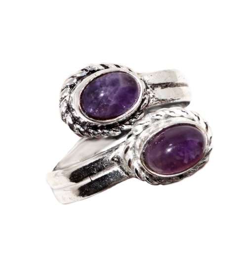 Enchanting Purple Amethyst .925 Silver Ring Adjustable Size