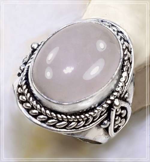 Handmade Natural Rose Quartz Gemstone .925 Sterling Silver Ring Size  6.5 OR N
