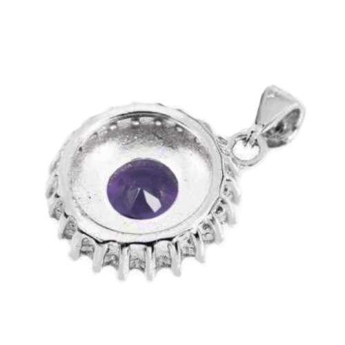 Natural Unheated Purple Amethyst and White Cubic Zirconia Gemstone Solid .925 Sterling Silver Set