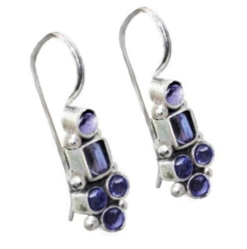 Natural Purple Amethyst Gemstones set in Solid .925 Sterling Silver Dainty Elegant Earrings