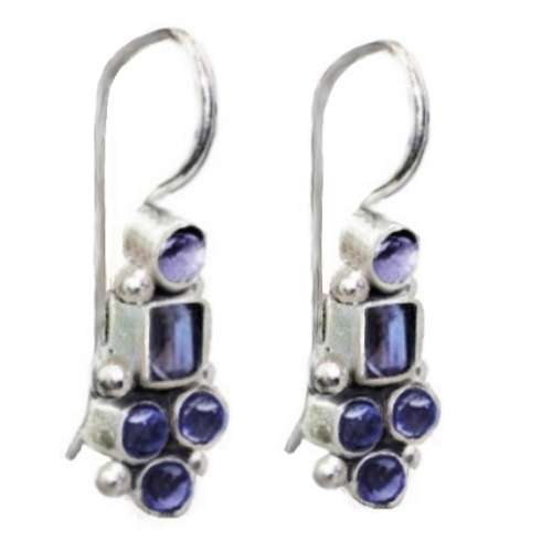 Natural Purple Amethyst Gemstones set in Solid .925 Sterling Silver Dainty Elegant Earrings