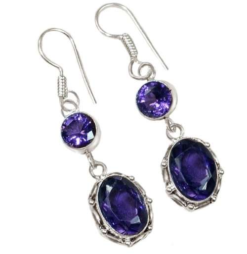 Handmade Purple Amethyst Gemstone .925 Sterling Silver Earrings