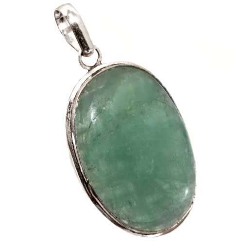 Handmade Natural Aquamarine Oval 925 Sterling Silver Pendant