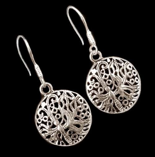 Indonesian - Butterfly Fantasy set in Solid .925 Sterling Silver Drop Dangle Dainty Earrings