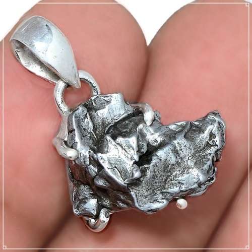 Natural Gibeon Meteorite Solid .925 Solid Sterling Silver