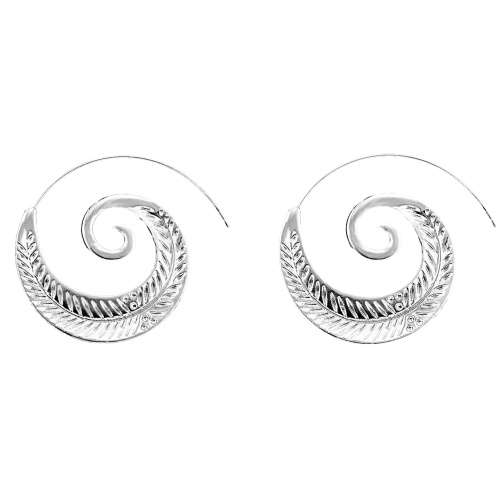 Modern Spiral Leaf Silver Plated Fashion Earrings