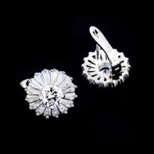 White Cubic Zirconia Tapered Baguettes set in Solid .925 Sterling Silver Pendant and Earrings Set