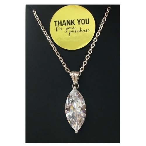 Elegant High Sparkle Marquise Shape White Zirconia set in Solid .925 Sterling Silver Pendant
