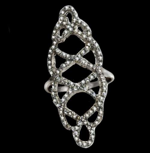 Trendy White Cubic Zirconia  Silver Filled Ring Size 7.75