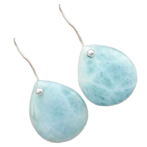 Natural Caribbean Larimar Gemstone set in Solid .925 Sterling Silver Earrings