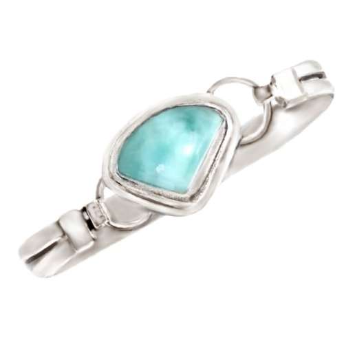 Natural Larimar Gemstone .925 Sterling Silver Cuff Bangle