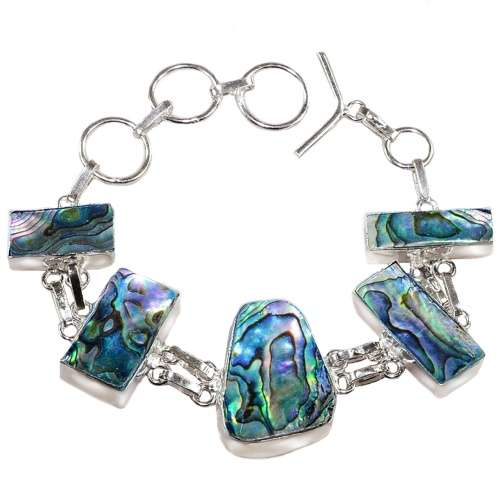 Handmade Natural New Zealand Abalone .925 Sterling Bracelet