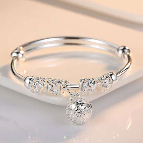 Handmade Indonesian Bali Java Filigree Charms Adjustable .925 Silver Bangle