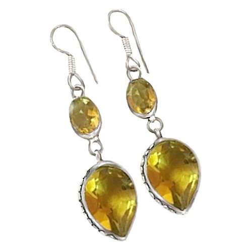Enchanting Natural Citrine Hallmarked .925 Sterling Silver Earrings