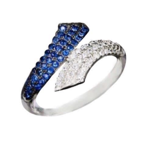 11,85 cts Top Grade Blue and White Cubic Zirconia set in Solid 925 Sterling Silver Ring SIze  6 / M