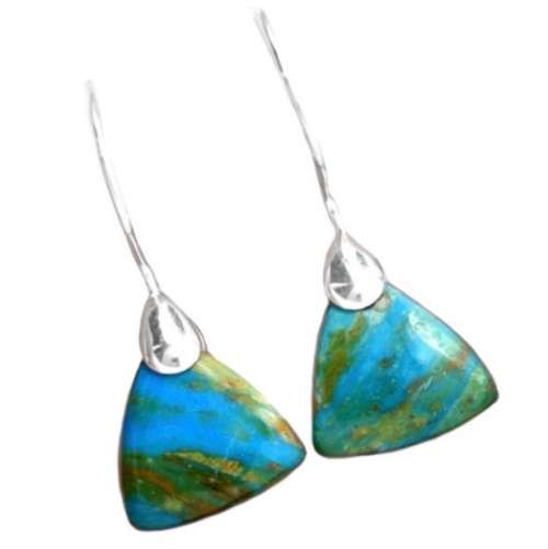 Extremely Rare- Genuine Natural Peruvian Blue Opal Set in Solid .925 Sterling Silver Earrings