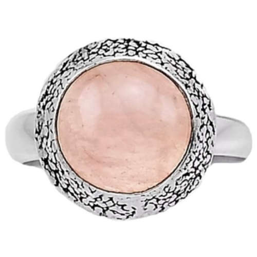 Natural Morganite Round Gemstone set in  Solid .925 Sterling Silver Ring Size 7.5 / P