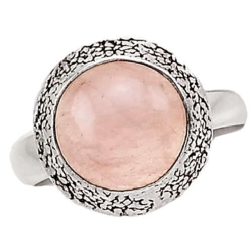 Natural Morganite Round Gemstone set in  Solid .925 Sterling Silver Ring Size 7.5 / P