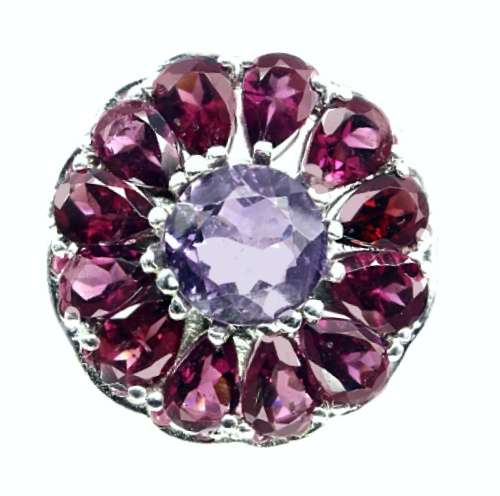 58.0 cts Genuine Unheated Amethyst Rhodolite Garnet, Ruby .925 Solid Sterling Silver