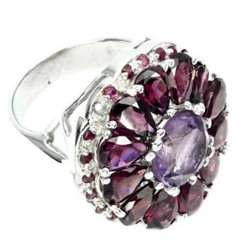 58.0 cts Genuine Unheated Amethyst Rhodolite Garnet, Ruby .925 Solid Sterling Silver