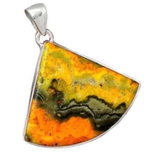 23.74 Cts Incredible Natural Indonesian Bumble Bee Jasper set in Solid .925 Sterling Silver Pendant