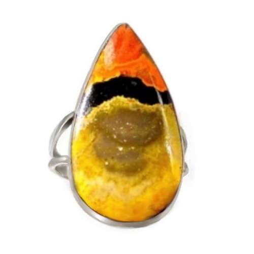 Natural Indonesian Bumble Bee Jasper Solid .925 Sterling  Silver Ring Size 8.5 or Q1/2