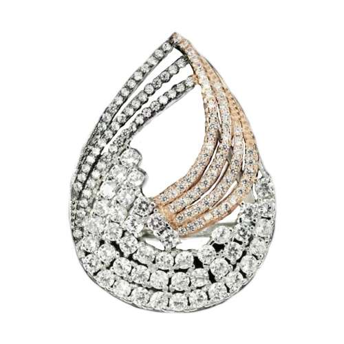 Two Tone AAA White Cubic Zirconia set in .Solid 925 Sterling Silver 14K R/ Gold Ring Size US 7.5 / P