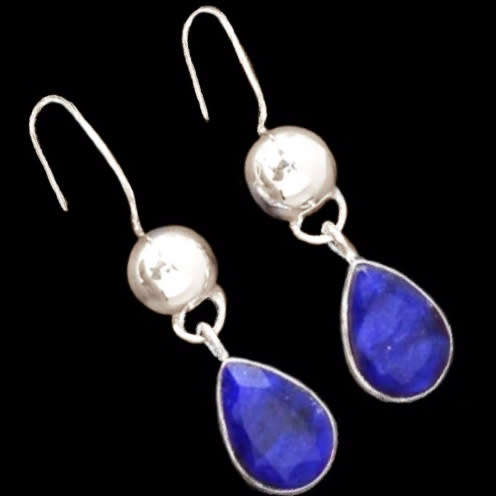 Natural Indian Sapphire Quartz Gemstone Solid .925 Sterling Silver Dainty Earrings