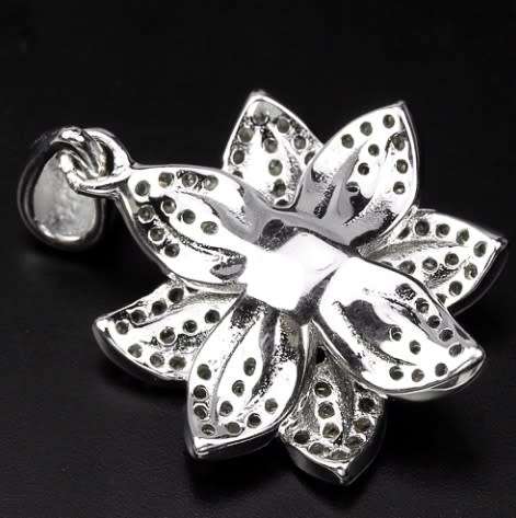 Two Tone AAA White Diamond Cut Cubic Zirconia Solid .925 Sterling Silver Pendant