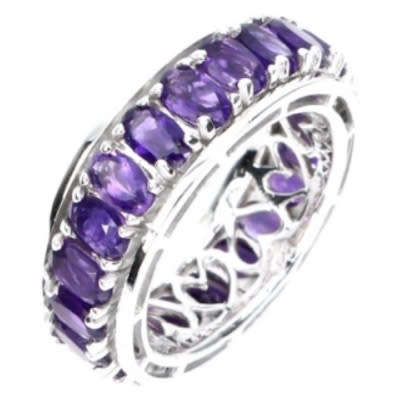 22 Natural Unheated Purple Amethyst Eternity Setting in Solid .925 Silver Ring Size 8 or Q