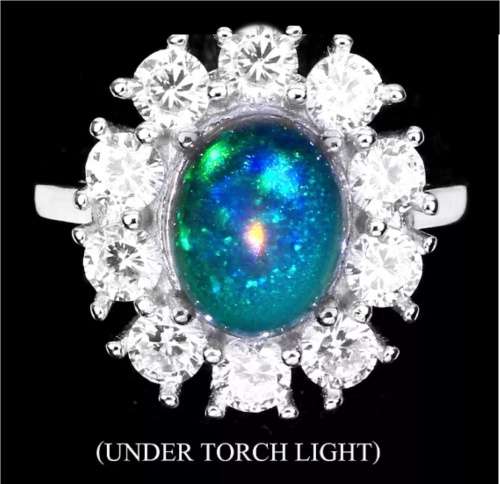 Regal 23.94 cts Ethiopian Fire Opal CZ Gemstone set in Solid .925 Sterling Ring Size 7 or O