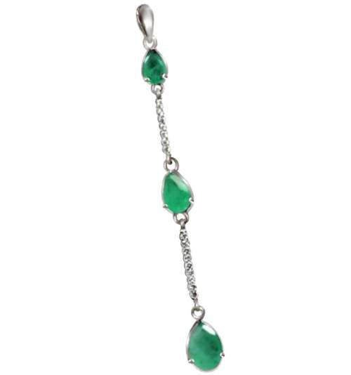 Breathtaking AAA Natural Zambian Emerald, White Cubic Zirconia Solid .925 Sterling Silver Set
