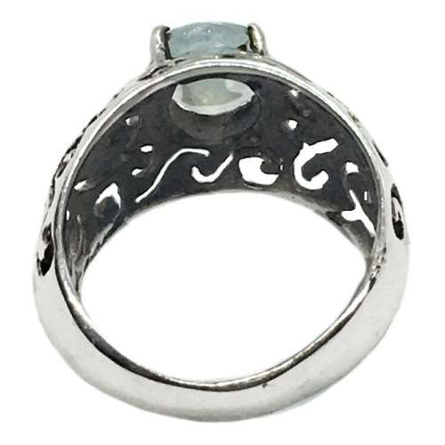 Indonesian Bali- Java Natural Rainbow Moonstone Solid .925 Sterling Silver Ring Size US 7 or O