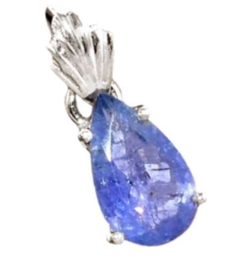 Natural Unheated Tanzanite Pear Shape Gemstone set in Solid .925 Sterling Silver Pendant