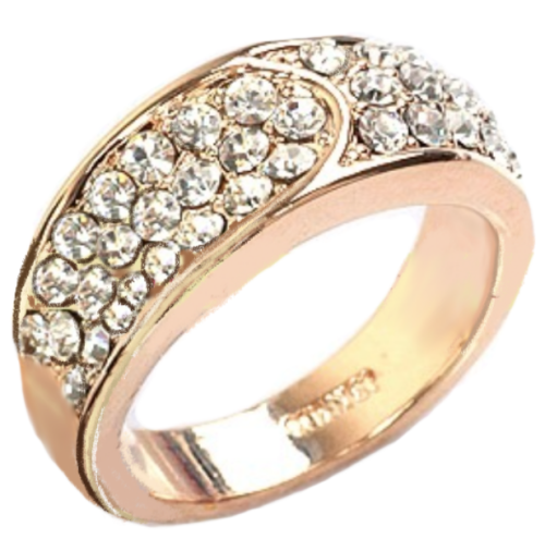 Triple Row of Sparkly White Cubic Zirconia 18k Rose Gold Plated Cocktail Ring Size Us 7.5 or UK P