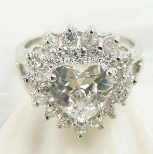 Handmade Natural White Topaz Gemstone in Solid .925 Sterling Silver Ring Size 7.5 or P
