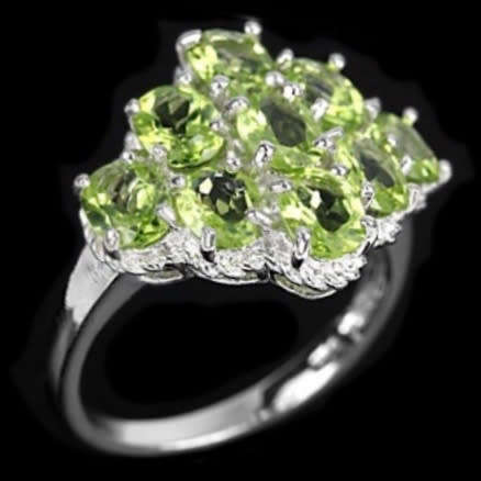Deluxe Natural Unheated Peridot Gemstone set in Solid .925 Sterling Silver Ring Size US 7 or O