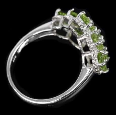 Deluxe Natural Unheated Peridot Gemstone set in Solid .925 Sterling Silver Ring Size US 7 or O
