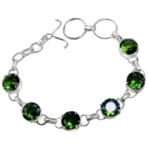 Dainty Peridot Gemstone .925 Silver Bracelet