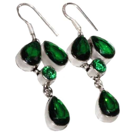 Chrome Diopside Gemstone 925 Silver Earrings