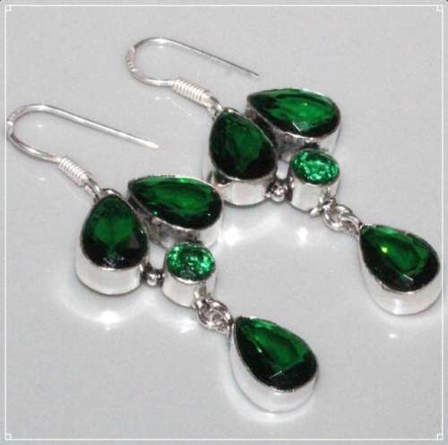 Chrome Diopside Gemstone 925 Silver Earrings