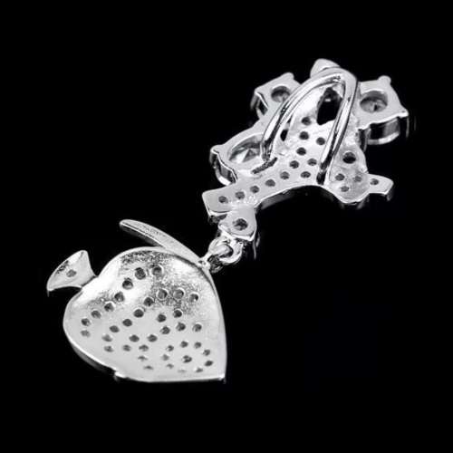Deluxe AAA Black and White Cubic Zirconia set in Solid .925 Sterling Silver 14K W / Gold Pendant