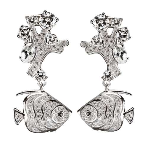 Deluxe AAA Black and White Cubic Zirconia set in Solid .925 Sterling Silver 14K W/Gold Stud Earrings