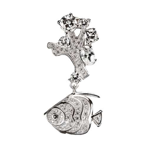 Deluxe AAA Black and White Cubic Zirconia set in Solid .925 Sterling Silver 14K W / Gold Pendant